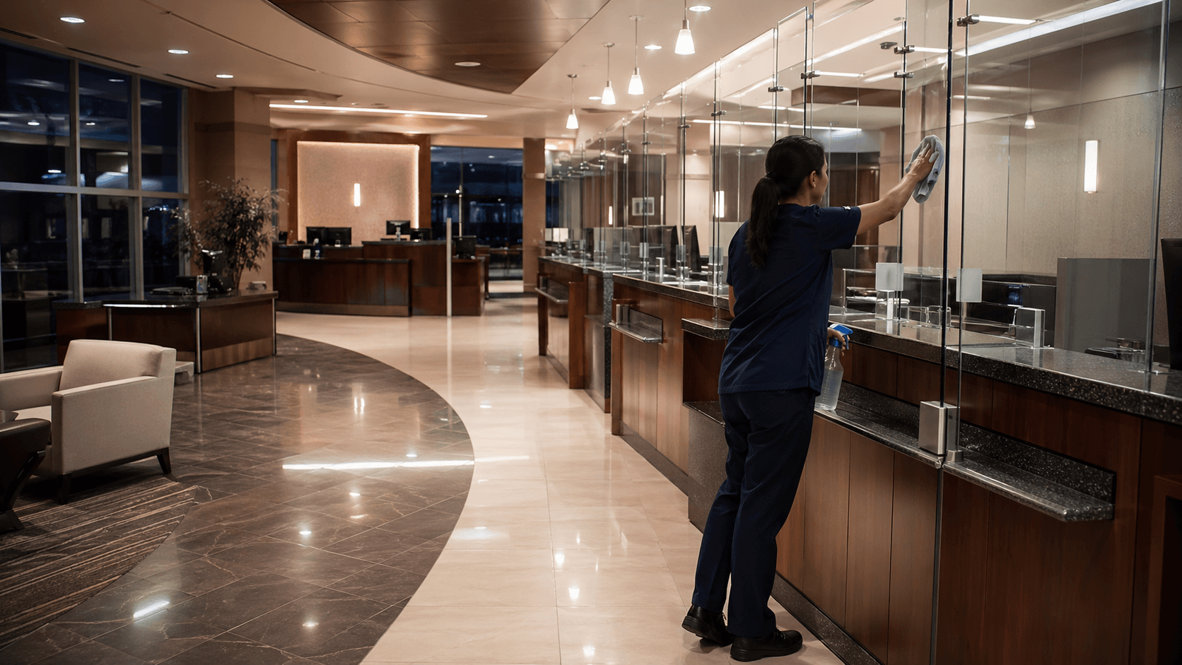Banks cleaning environment maintained by ServiceHelpers.