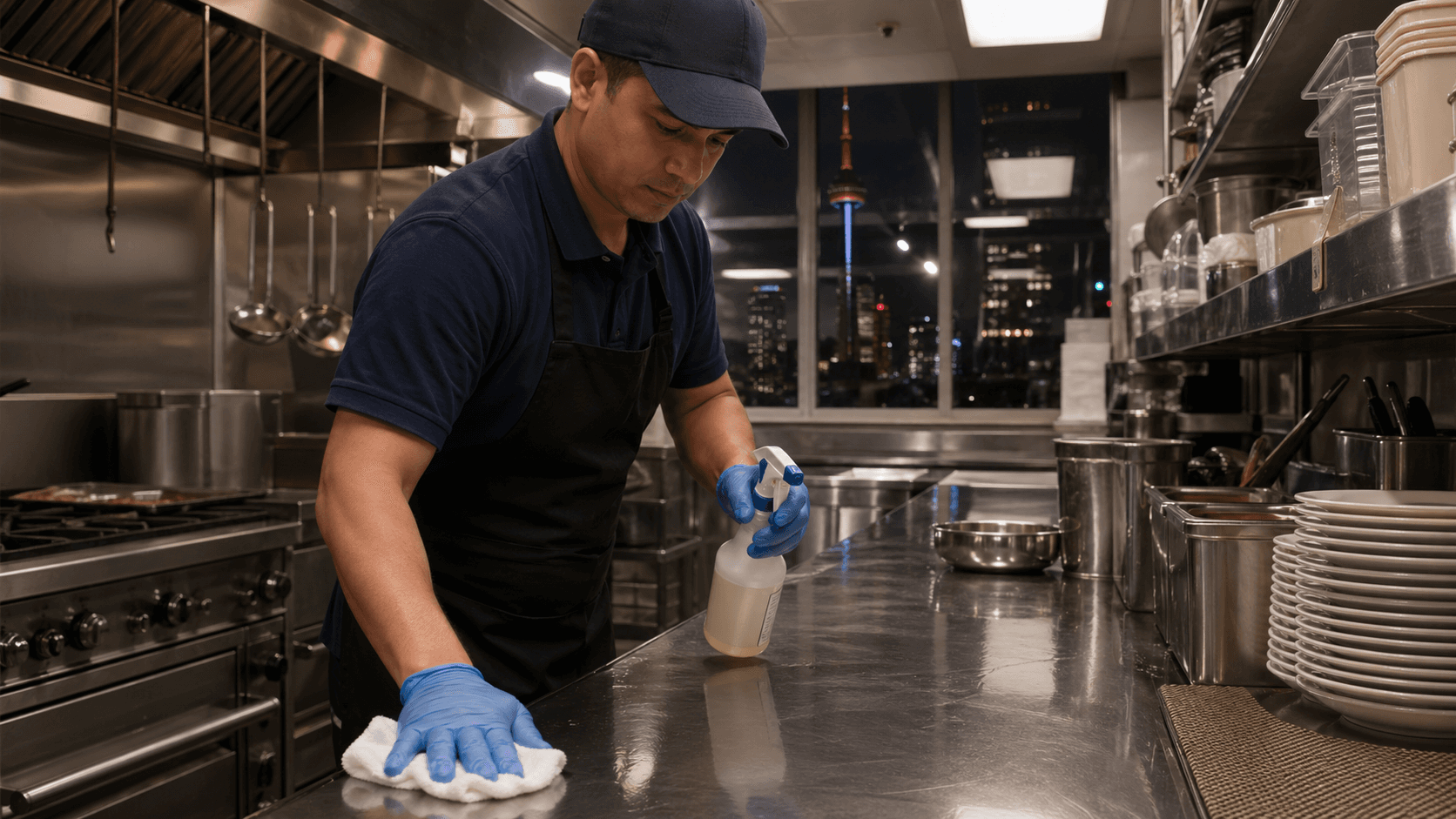 Food Service cleaning environment maintained by ServiceHelpers.
