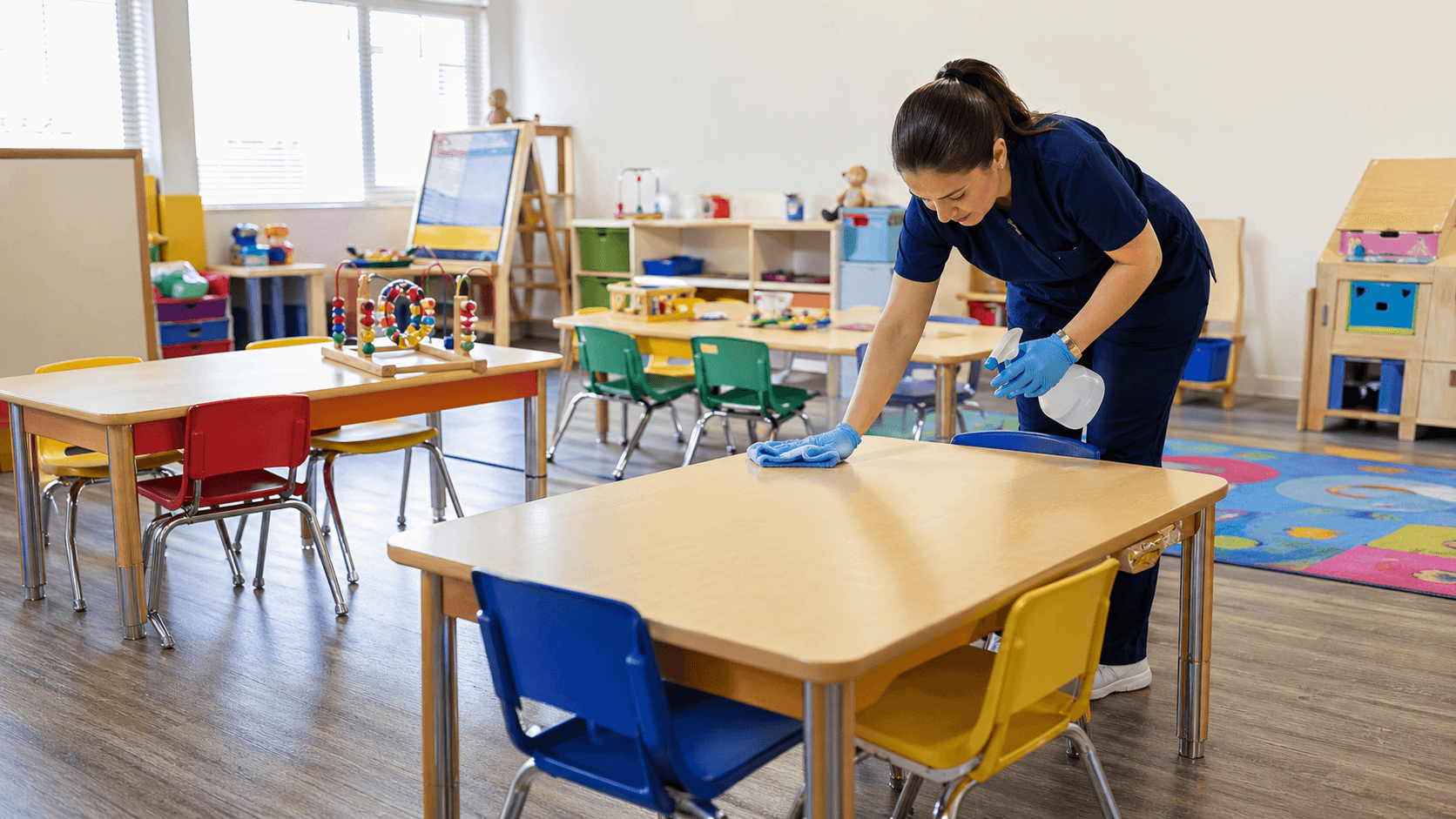Schools cleaning environment maintained by ServiceHelpers.